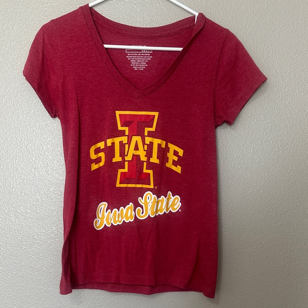 Iowa State Red V-Neck Tee with Logo